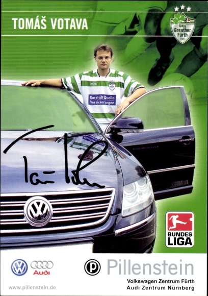 Autograph card footballer Tomas Votava, SpVgg Greuther Fürth, autograph