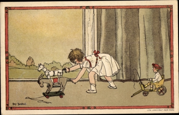 Künstler Ak Jordens, Bep, Mädchen mit Spielzeugen