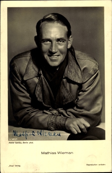 Ak acteur Mathias Wiemann, Ross Verlag A 1411/1, handtekening