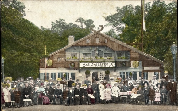 Postcard Zwickau in Saxony, trade exhibition, Schweizerhaus