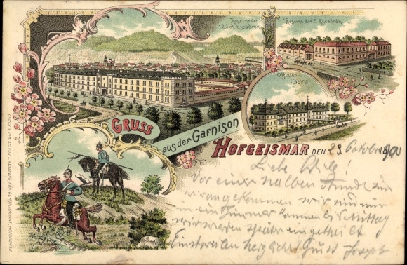 Litho Hofgeismar in Nordhessen, Garnison, Kaserne 1. 2. 3. 4. und 5. Escadron, Offizierscasino
