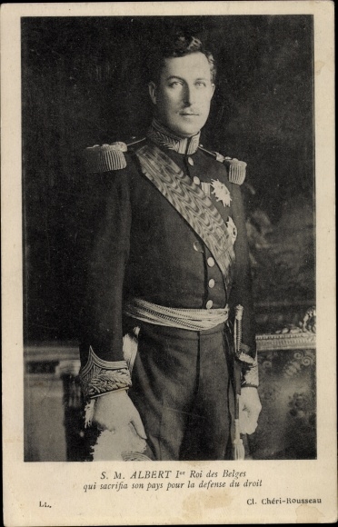 Postcard King Albert I of Belgium in uniform, portrait