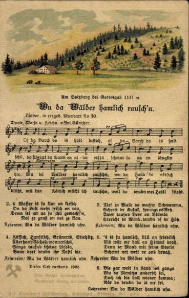 30 song cards, Anton Günther