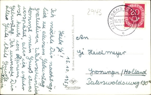 Postcard Esens in Ostfriesland, partial view, memorial, Bahnhofstrasse