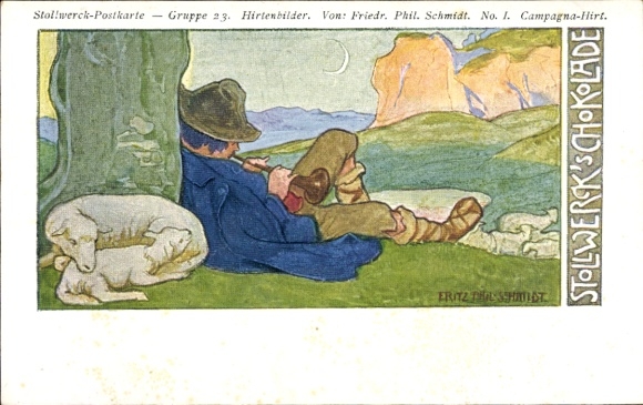 Artist KP Schmidt, Friedrich Phil., Stollwerck Chocolate, Shepherd Pictures, Group 23, Campagna Shepherd