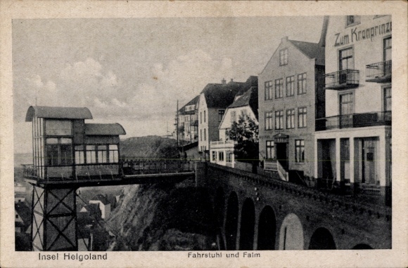 Ak Nordseeinsel Helgoland, Fahrstuhl und Falm
