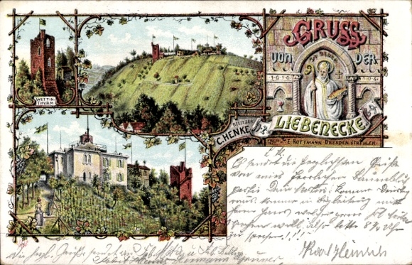 Chromo-Litho Dresden Strehlen, Etablissement Liebenecke, Wettin Tower