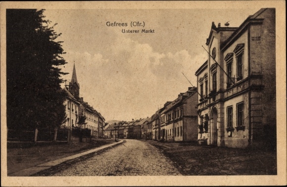 Postcard Gefrees in the Fichtelgebirge of Upper Franconia, lower market, street view
