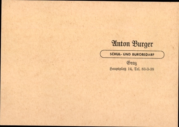 Timetable Anton Burger school and office supplies, Graz Hauptplatz 14 Austria around 1930
