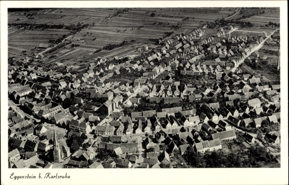 Postcard Eggenstein Leopoldshafen am Rhein, aerial photograph