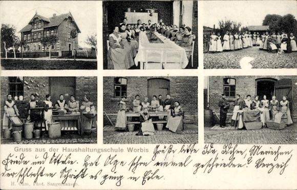 Postcard Leinefelde Worbis Eichsfeld Thuringia, Home Economics School, Laundresses