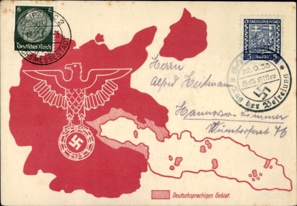 Mapy KP Wielkie Niemcy, Anschluss Sudetenland, Dzień Wyzwolenia