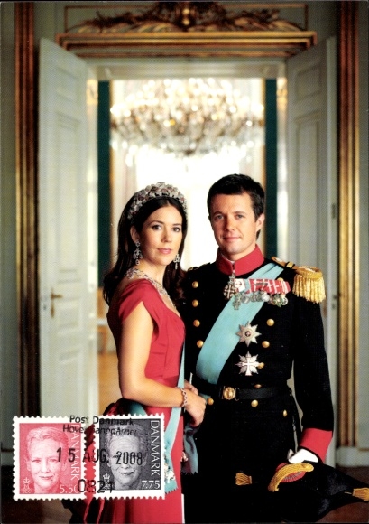 Postcard Princess Mary, Prince Frederik, Nobility of Denmark