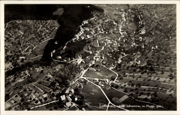 Postcard Loffenau northern Black Forest, aerial photograph