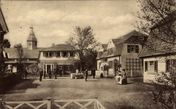 Postcard Dresden, 3rd Arts and Crafts Exhibition 1906, Village Square