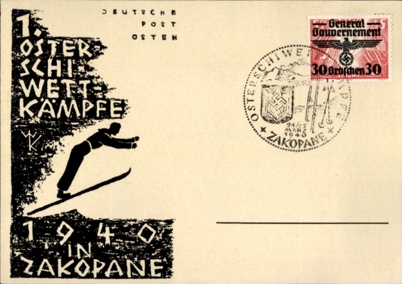 Künstler Ak Zakopane Polen, 1. Osterskiwettkämpfe 1940