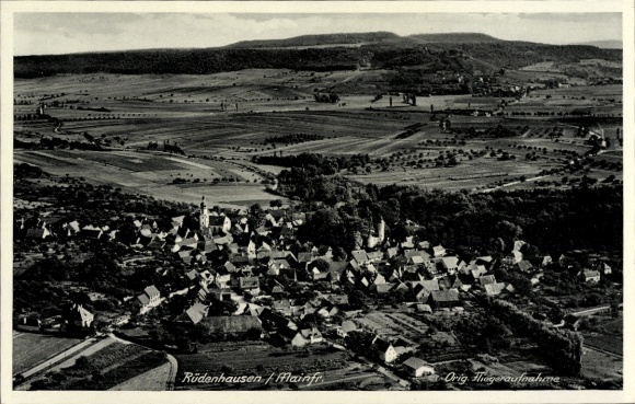 Postcard Rüdenhausen in Lower Franconia, aerial photograph