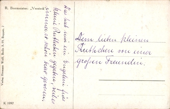 Artist Postcard Borrmeister, R., hiding place, children, game