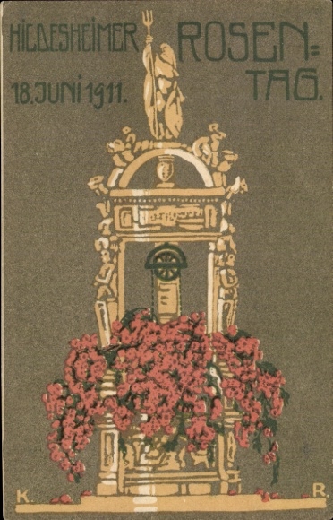PC Hildesheim in Lower Saxony, Rose Day 1911, fountain