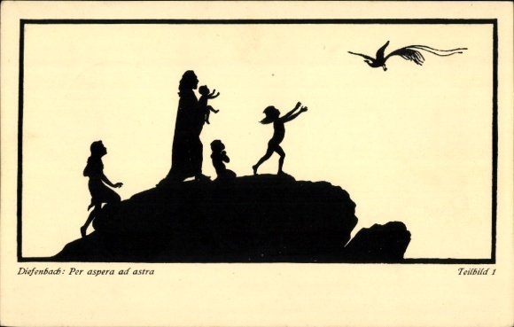 Paper cutting artist Postcard Diefenbach, Per aspera ad astra, part 1