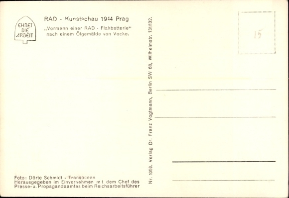 Artysta KP Vocke, wystawa sztuki RAD 1944, brygadzista baterii przeciwlotniczej RAD