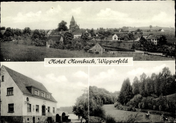 Ak Wipperfeld Wipperfürth Noordrijn-Westfalen, Hotel Hembach, panorama