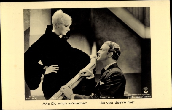 Postcard actress Greta Garbo and Roland Varno, How you wish me