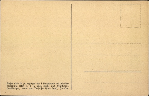 Song Postcard Soph, Hans, Mei Stübela, Erzgebirge dialect 8