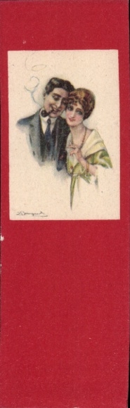 Artist Postcard Bompard, Sergio, Lovers, Man with Pipe, Woman with Cigarette