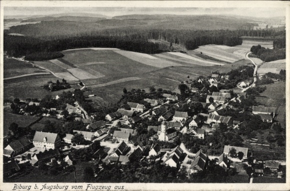 Postcard Biburg Diedorf district Augsburg, aerial photograph