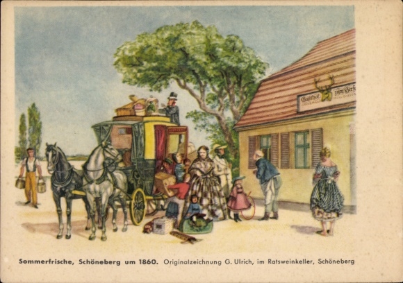 Künstler Ak Ulrich, G., Berlin Schöneberg, Pferdegespann, Ratsweinkeller