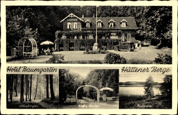 Ak Owschlag in Sleeswijk Holstein, Hotel Baumgarten, Hüttener Berge, koffietuin, Bistensee