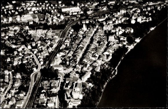 Postcard Waldshut Tiengen am Hochrhein, aerial photograph
