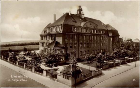 Ak Limbach Oberfrohna Sachsen, Gesamtansicht der III. Bürgerschule