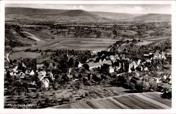 Postcard Pfedelbach in Württemberg, aerial photograph