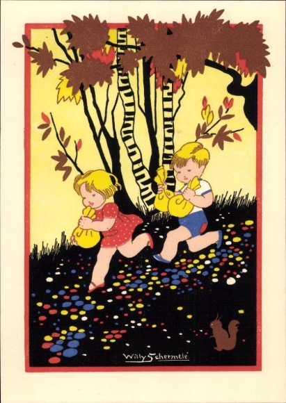 Artist Postcard Schermelé, Willy, Hansel and Gretel, fairy tales, Brothers Grimm