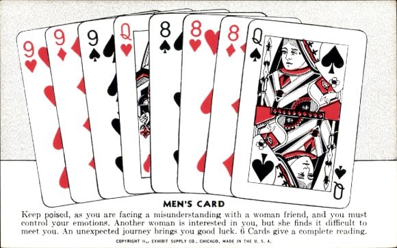 Postcard card game, playing cards, Men's Card