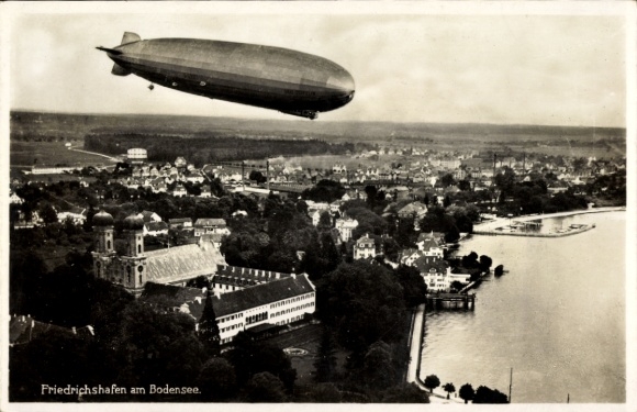 Ansichtkaart Friedrichshafen aan het Bodenmeer, Kasteel, Zeppelin