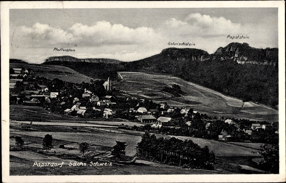 Postcard Papstdorf Gohrisch in Saxony, view of the place with surroundings, Gohrischstein, Pfaffenstein