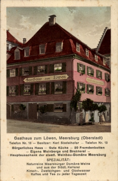 Postcard Meersburg on Lake Constance, Gasthaus zum Löwen