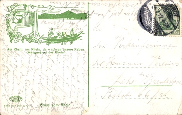 Postcard St. Goar am Rhein, Rheinfels Castle, Loreley, Rheinstein Castle, Katz Castle, warning about the Rhine