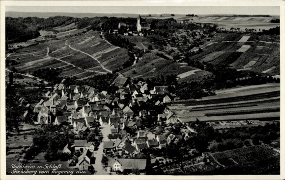 Postcard Stockheim Brackenheim an der Zaber Heilbronn district, aerial photography, castle
