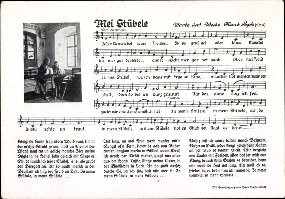 Song Postcard Mei Stübele, Hans Soph, 1910