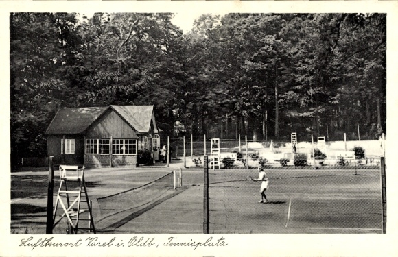 Postcard Varel in Oldenburg Jadebusen, tennis court