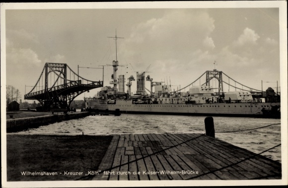 KP Wilhelmshaven w Dolnej Saksonii, niemiecki okręt wojenny, Kolonia, krążownik, most Kaiser Wilhelm