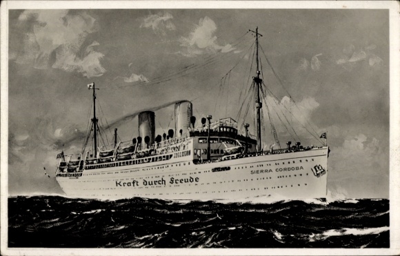 Postcard KdF steamer Sierra Cordoba