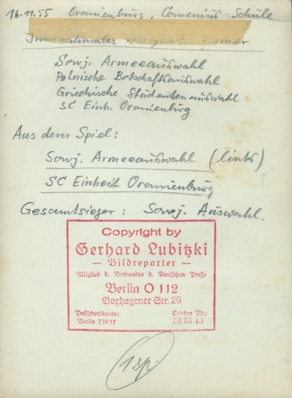 Photo Oranienburg, Handball, Soviet. Army selection against Oranienburg, November 16, 1955, Comenius School