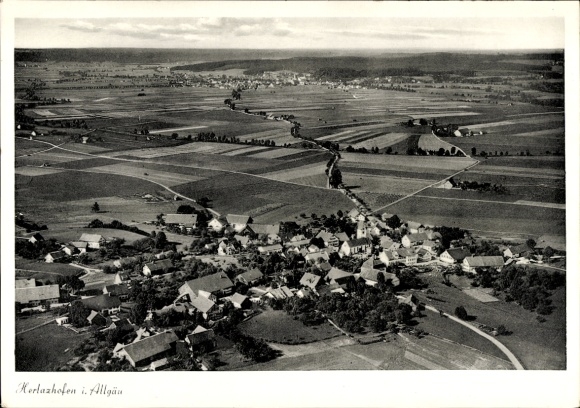 Postcard Herlazhofen Leutkirch im Allgäu Württemberg, aerial photograph