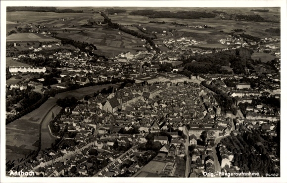 Postcard Ansbach in Middle Franconia Bavaria, aerial photograph