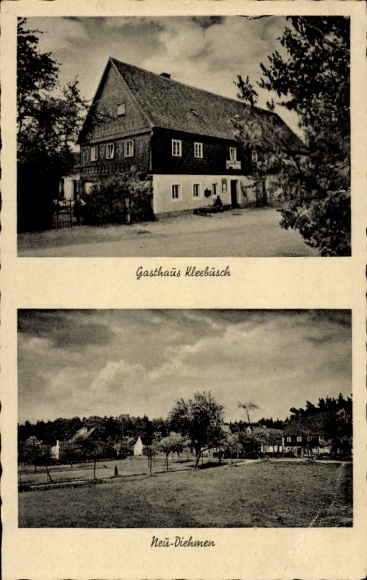 Postcard Neukirch in der Lausitz, Gasthaus Kleebüsch, Neu-Diehmen, rural surroundings, historical...